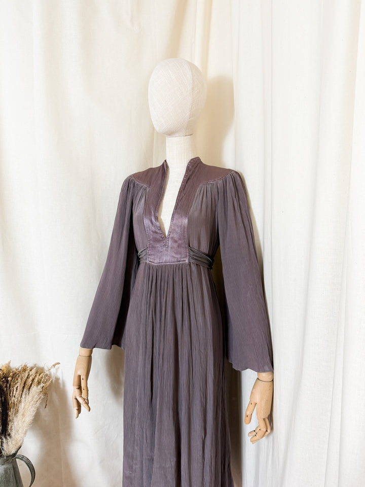 Precious Holy Grail Rare Ossie Clark for Radley Mauve Satin Midi Dress