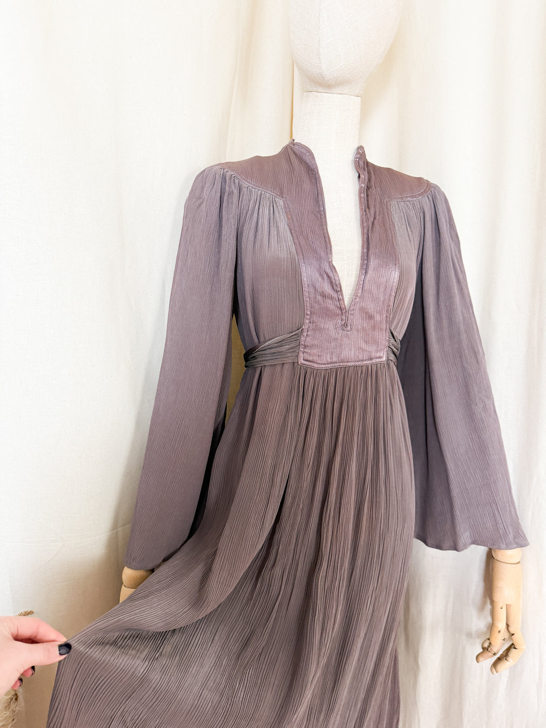 Precious Holy Grail Rare Ossie Clark for Radley Mauve Satin Midi Dress