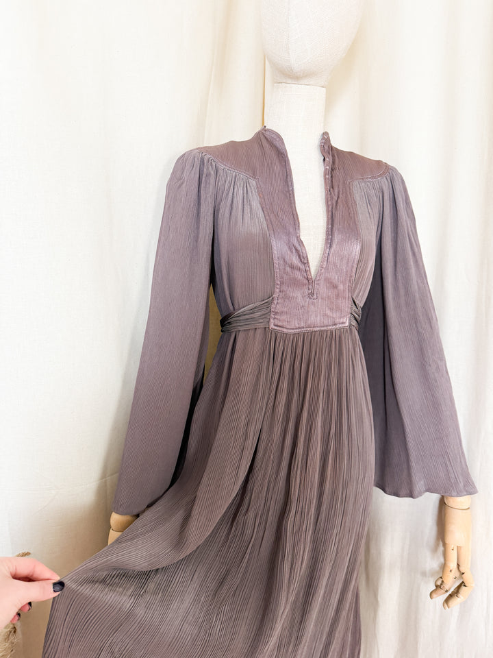 Precious Holy Grail Rare Ossie Clark for Radley Mauve Satin Midi Dress