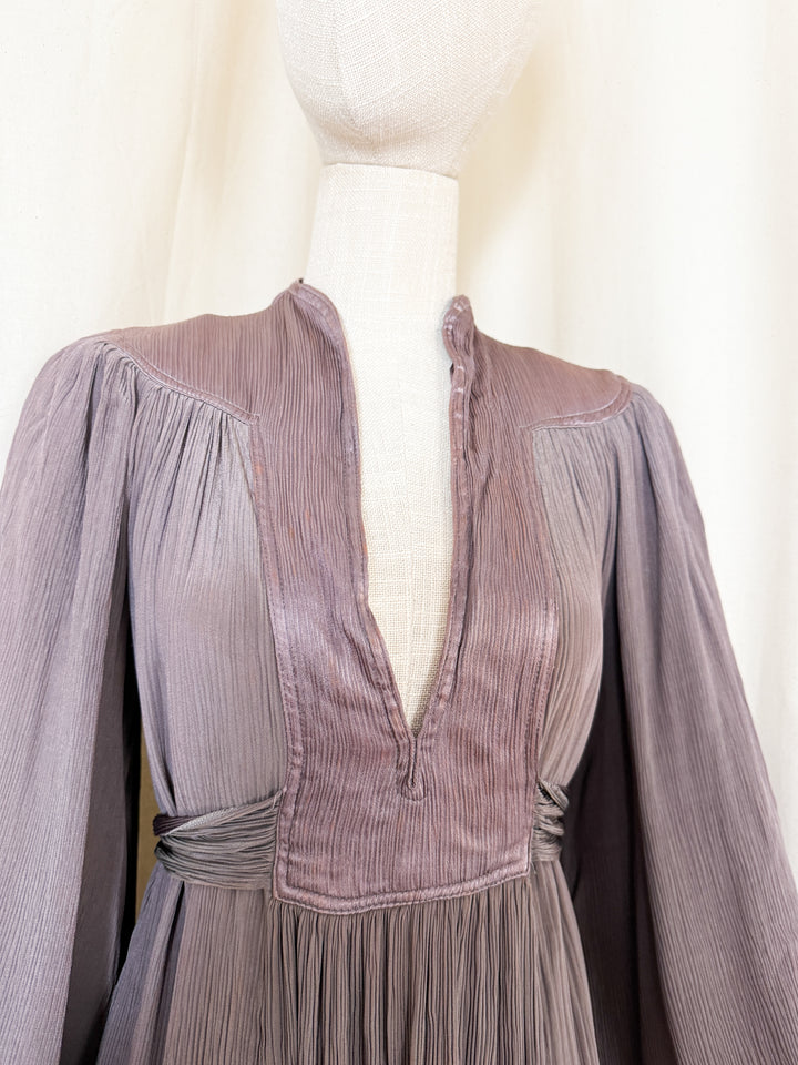 Precious Holy Grail Rare Ossie Clark for Radley Mauve Satin Midi Dress