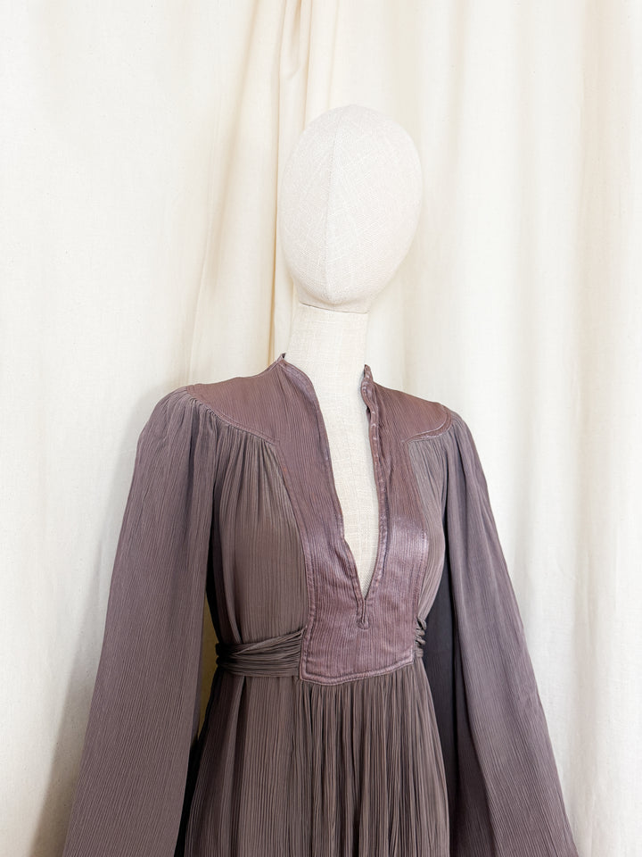 Precious Holy Grail Rare Ossie Clark for Radley Mauve Satin Midi Dress