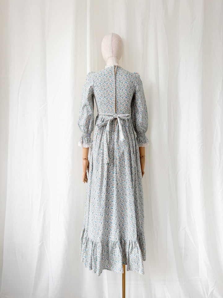 Precious Holy Grail Rare 1970s Laura Ashley Made in Wales Cotton Maxi Dress