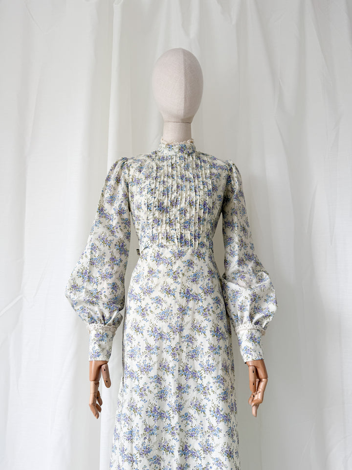 Divine Rare 1970s Zanie Floral Cotton Maxi Dress