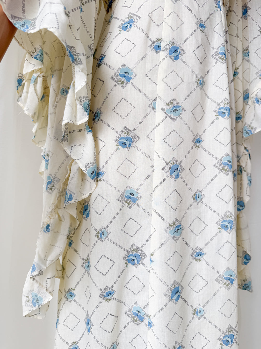 Heavenly Rare 1970s Angel Sleeve Cotton Maxi Dress