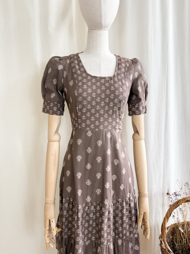 Pretty 70s Topshop Brown Cotton Midi Dress