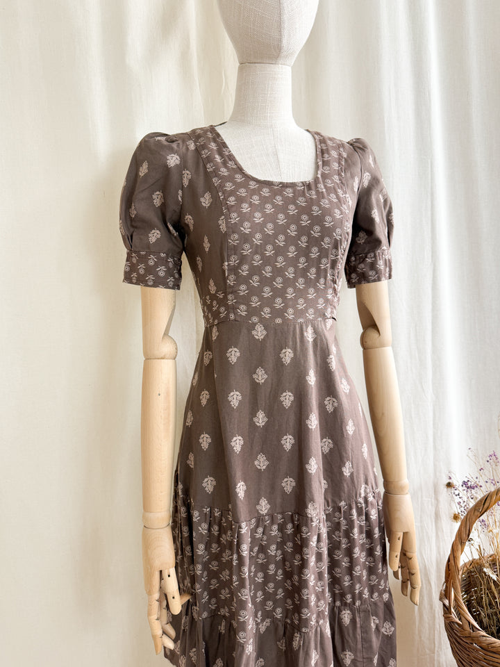 Pretty 70s Topshop Brown Cotton Midi Dress