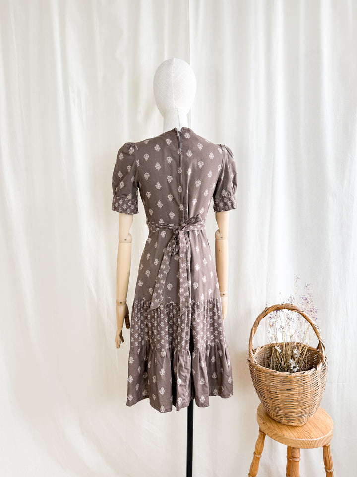 Pretty 70s Topshop Brown Cotton Midi Dress