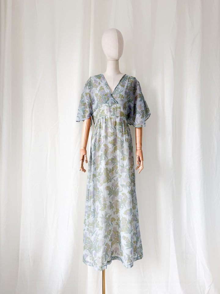 Breathtaking Rare 1970s Samuel Sherman Bohemian Cotton Maxi Dress