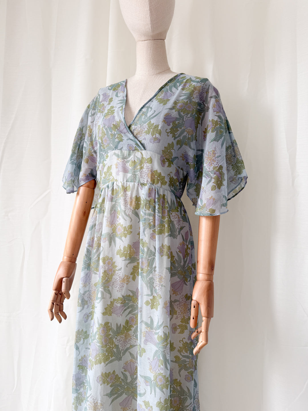 Breathtaking Rare 1970s Samuel Sherman Bohemian Cotton Maxi Dress