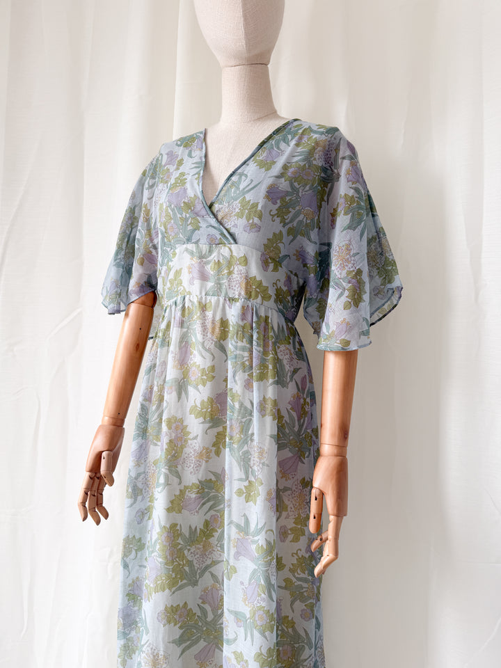 Breathtaking Rare 1970s Samuel Sherman Bohemian Cotton Maxi Dress