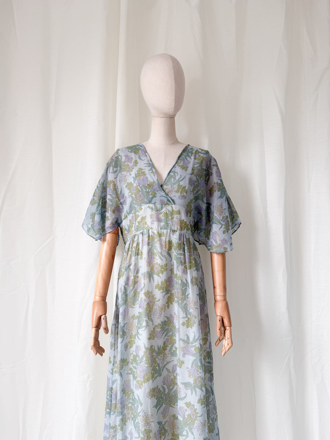Breathtaking Rare 1970s Samuel Sherman Bohemian Cotton Maxi Dress