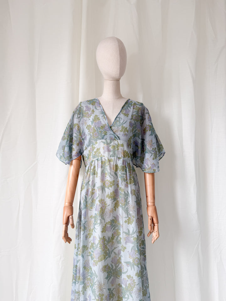 Breathtaking Rare 1970s Samuel Sherman Bohemian Cotton Maxi Dress