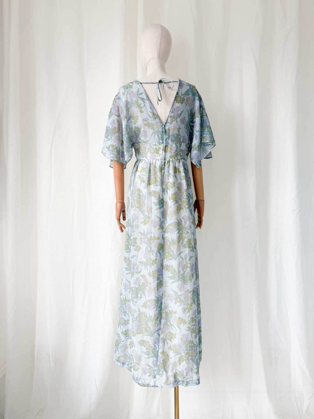 Breathtaking Rare 1970s Samuel Sherman Bohemian Cotton Maxi Dress
