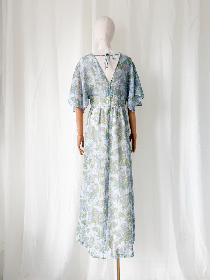 Breathtaking Rare 1970s Samuel Sherman Bohemian Cotton Maxi Dress