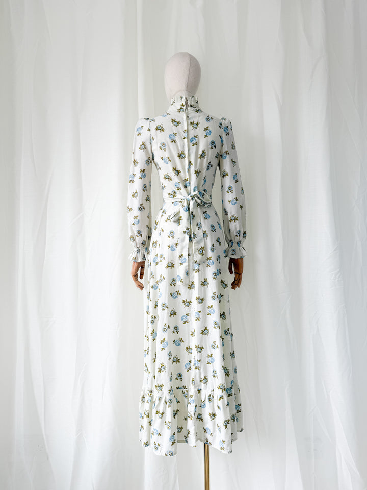 Sweet Rare 1970s Earlybird Floral Cotton Maxi Dress