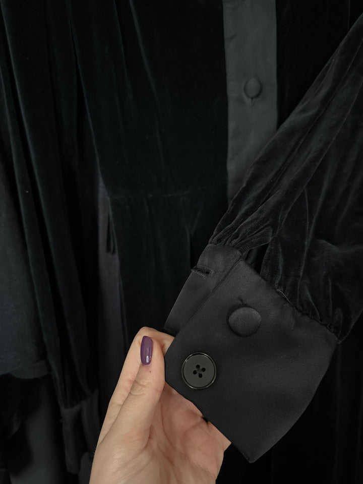 BLACK CAT ~ INSANE HOLY GRAIL RARE 1970S JEAN VARON VELVET MAXI DRESS