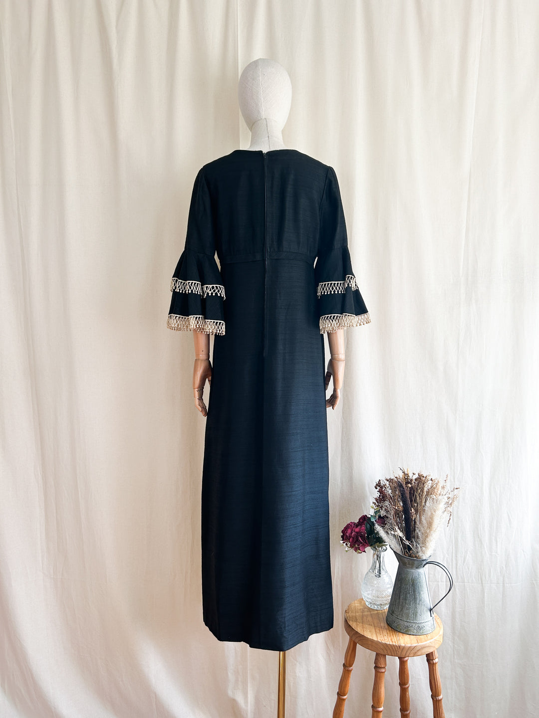 60s maxi dress The Ghoul ~ beautiful raw silk 60s maxi dress – The Pansy Garden