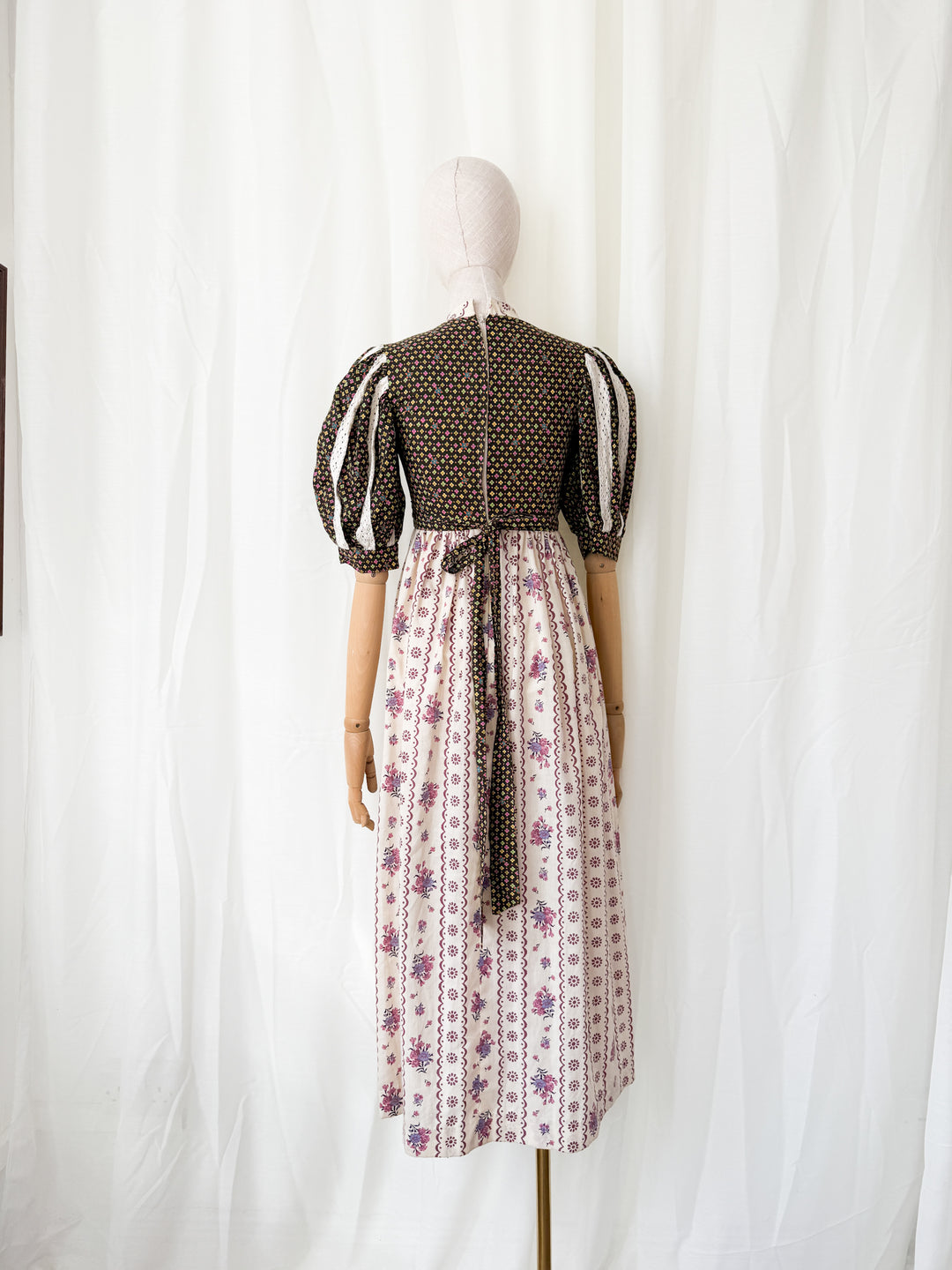 Holy Grail Rare Thea Porter for David Rome Cotton Prairie Puff Sleeve Midaxi Dress