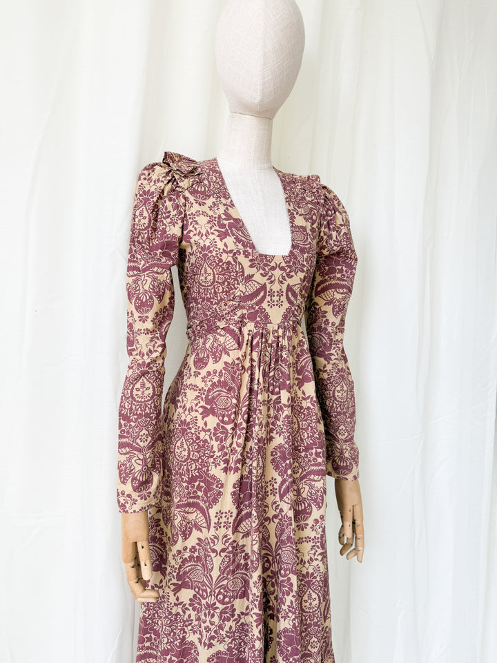 Divine Holy Grail Rare 1970s Dove Clothing Company Cotton Prairie Midaxi Dress