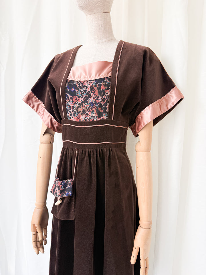 Stunning Rare 1970s Marion Donaldson Velvet Midi Dress