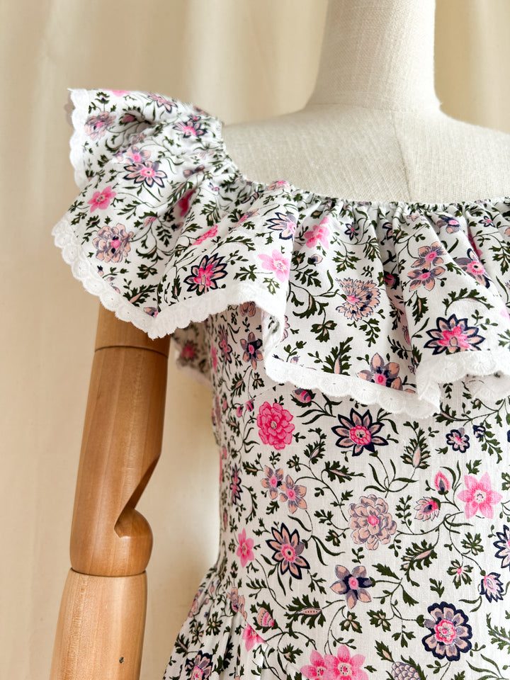 Lorie ~ Iconic Romantic Cotton Floral 70s Dream Prairie Dress