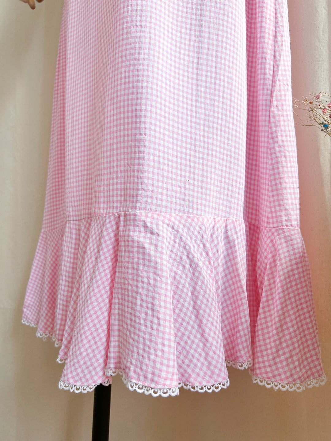 Amy ~ Gorge 1970s Pink Gingham Cotton Prairie Dress