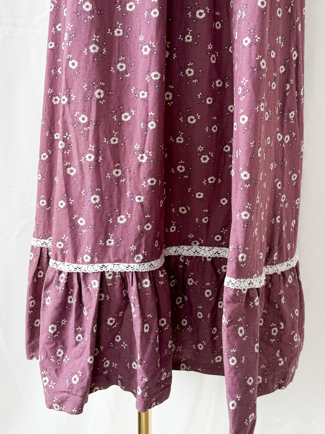 Stunning Rare Marion Donaldson Mauve Floral Cotton Billowing Sleeve Maxi Dress