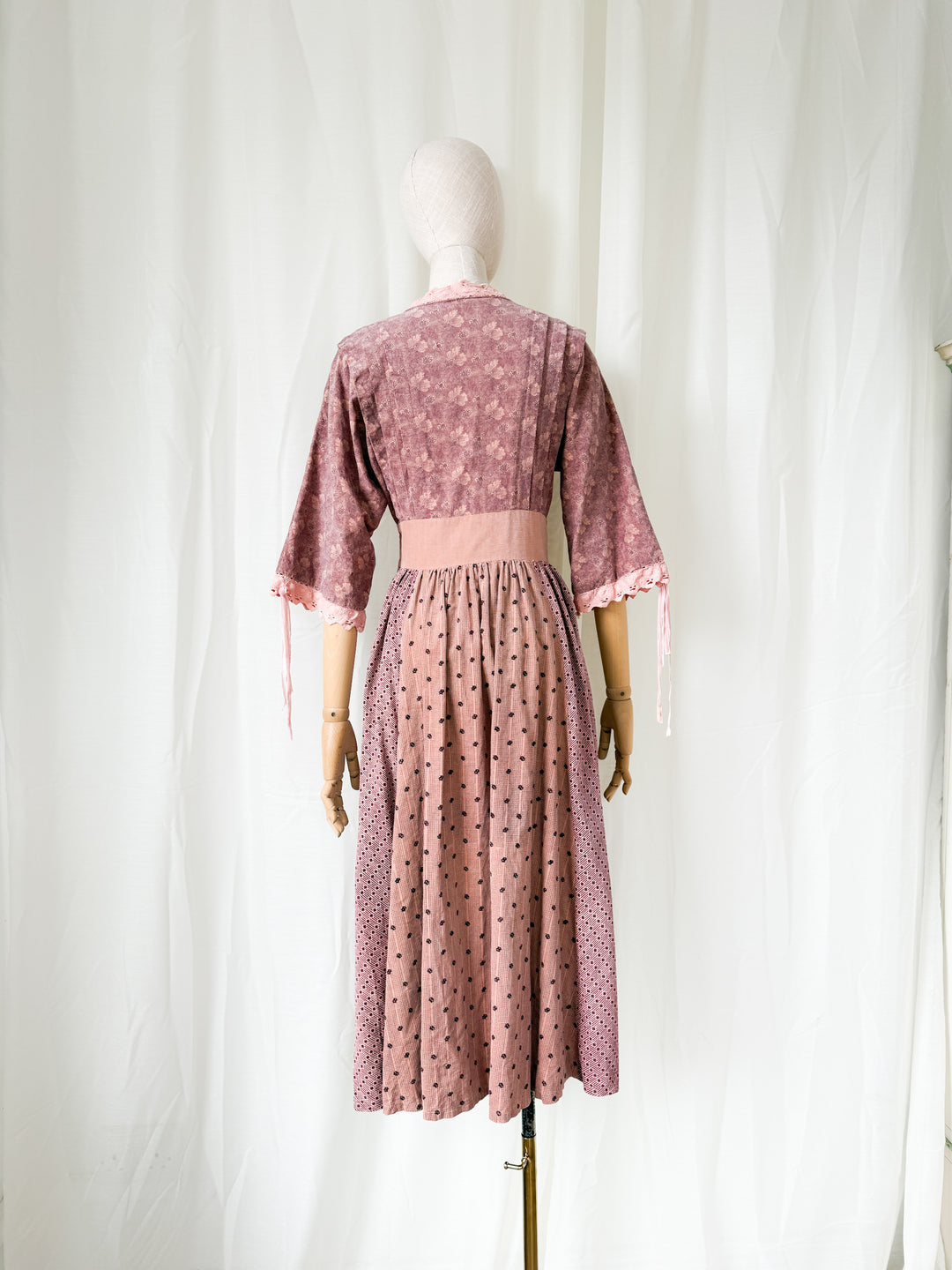 Absolutely Breathtaking 1970s Panelled Corduroy Cotton Bohemian Midi Dress