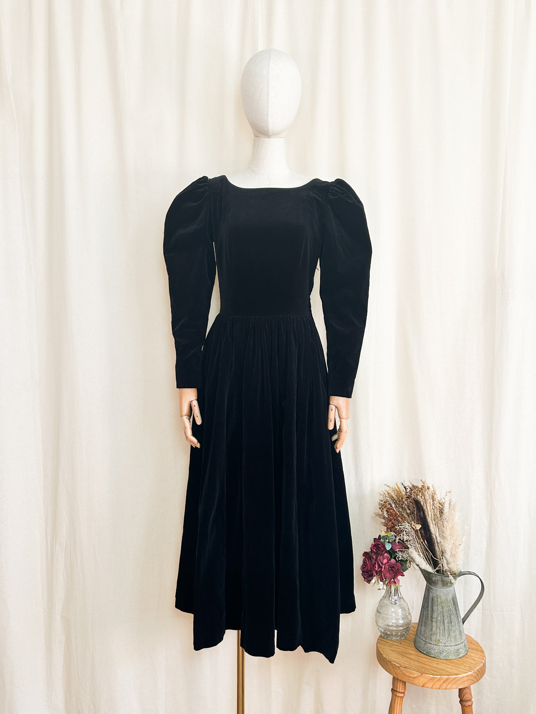 laura ashley black velvet dress The Evanora ~ divine 80s Laura Ashley cotton velvet dress The Pansy Garden