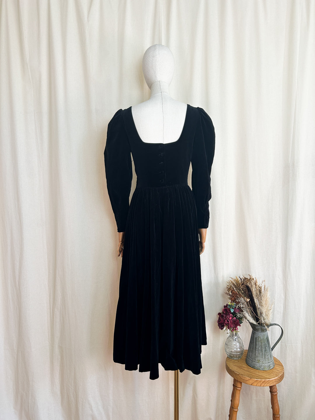 cotton velvet dresses Navy Blue Cotton Velvet Princess Line Maxi Dress 62" / Regular (5'2"