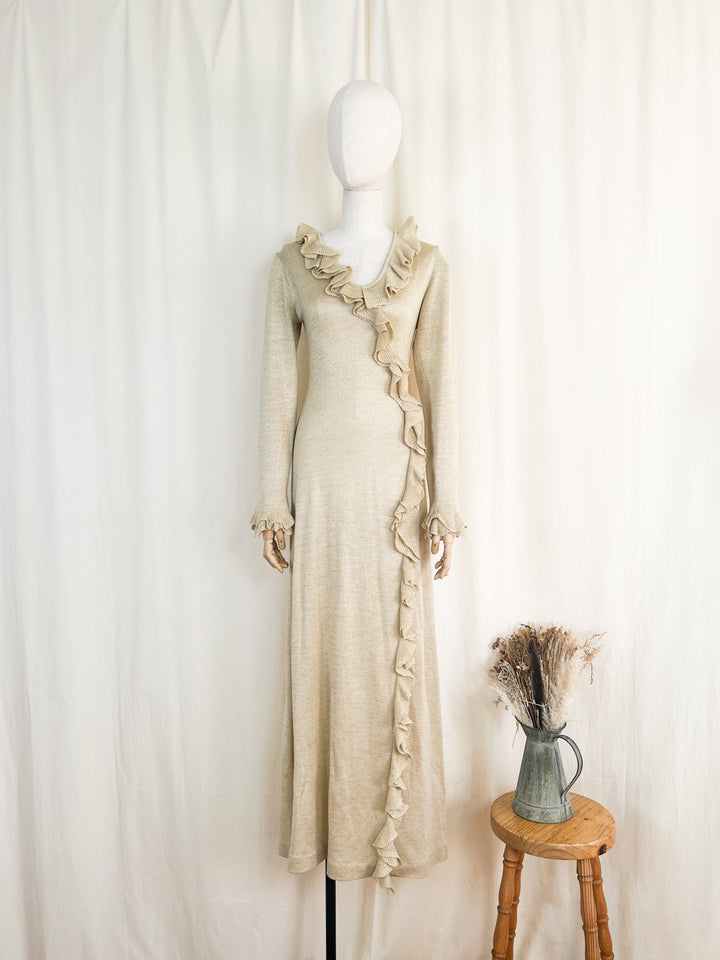 The Rufette ~ heavenly gold early 70s knit maxi dress by tricoville