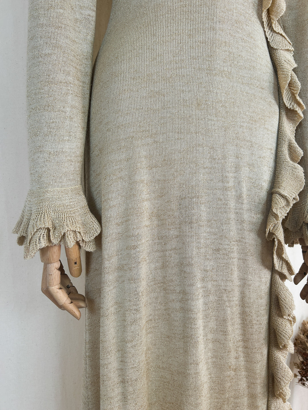 The Rufette ~ heavenly gold early 70s knit maxi dress by tricoville