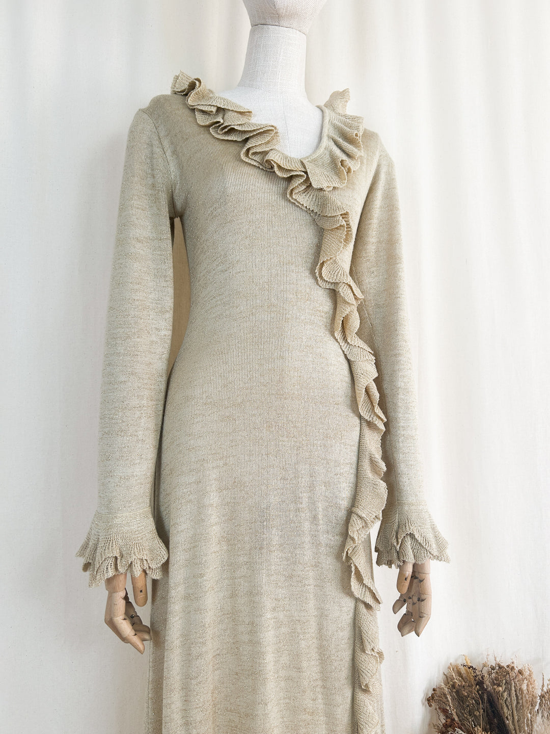 The Rufette ~ heavenly gold early 70s knit maxi dress by tricoville