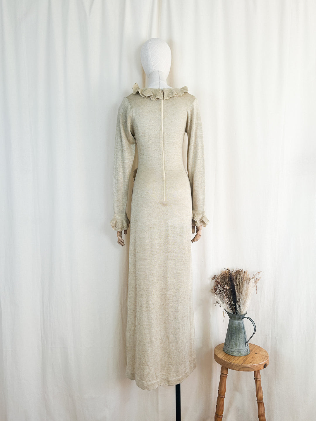 The Rufette ~ heavenly gold early 70s knit maxi dress by tricoville