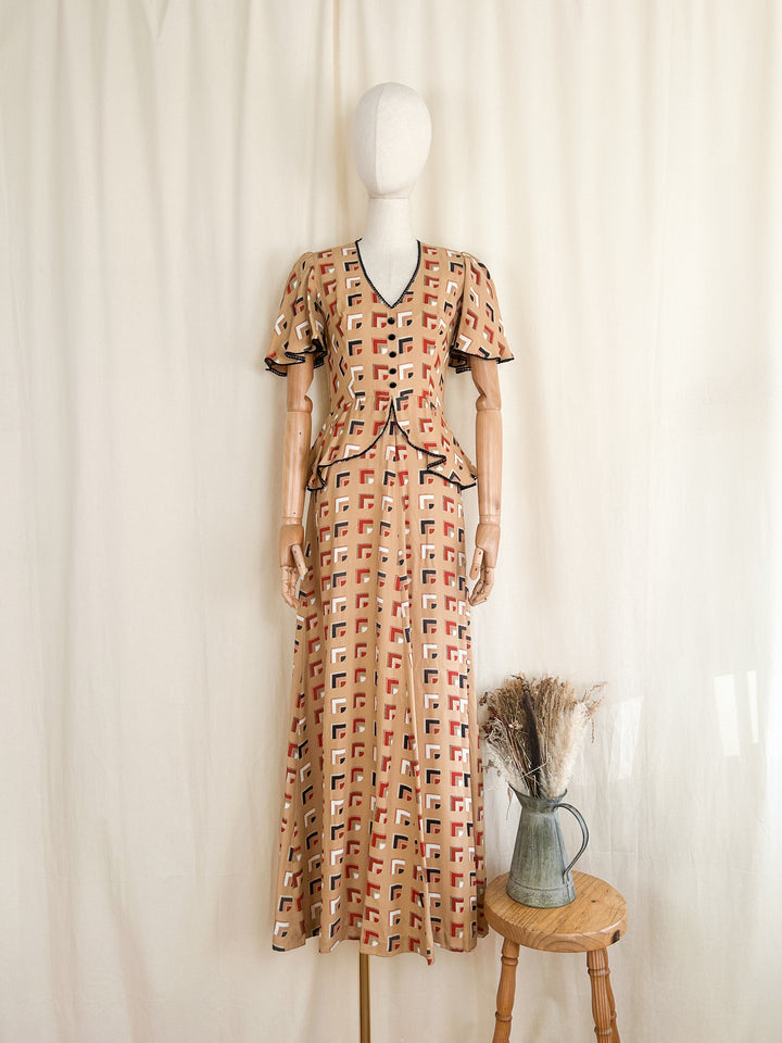 The Deco ~ rare 70s does 30s Veronica at Rembrandt maxi dress