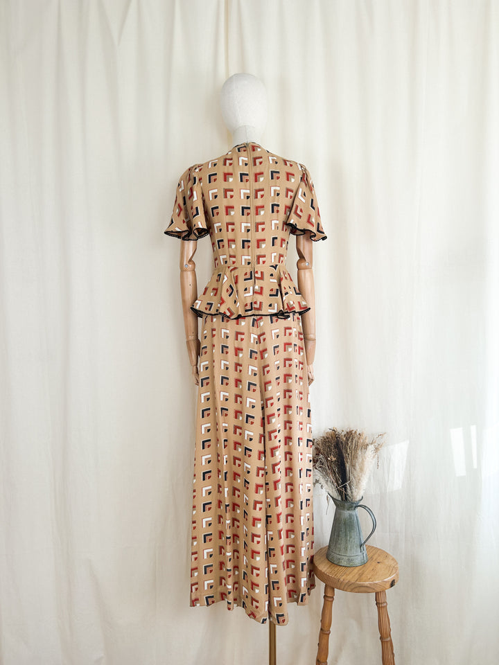 The Deco ~ rare 70s does 30s Veronica at Rembrandt maxi dress