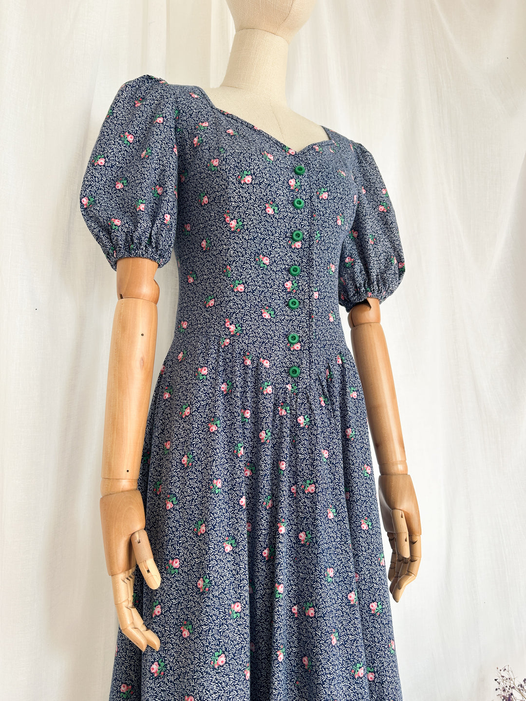 Rare Floral Milkmaid 70s Cotton Prairie Dress