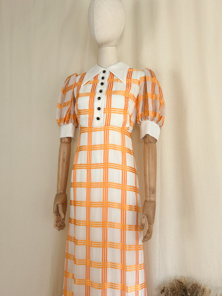 The Clementine ~ adorable chiffon 70s maxi dress