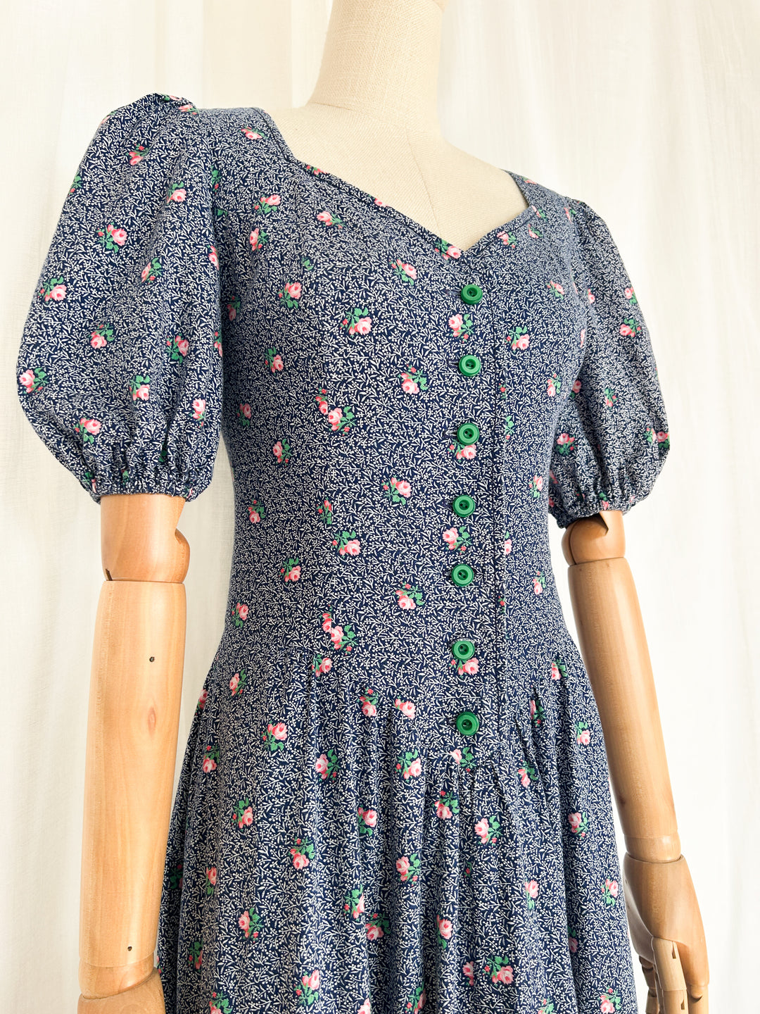 Rare Floral Milkmaid 70s Cotton Prairie Dress