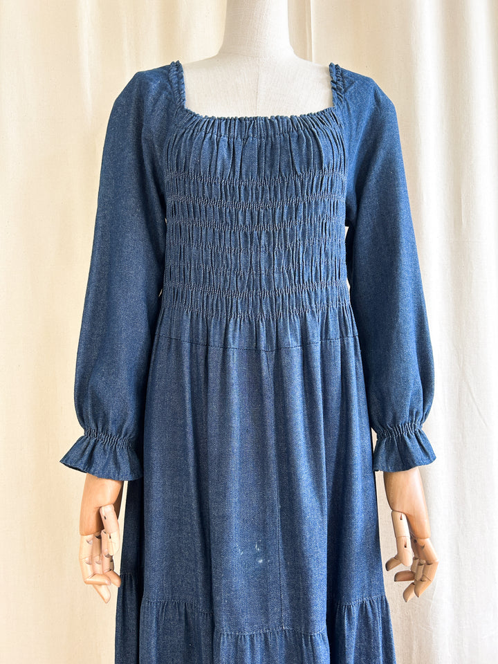 The Aliki ~ gorgeous handmade shirred denim dress