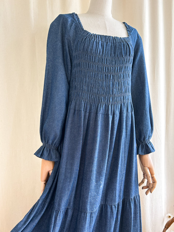 The Aliki ~ gorgeous handmade shirred denim dress