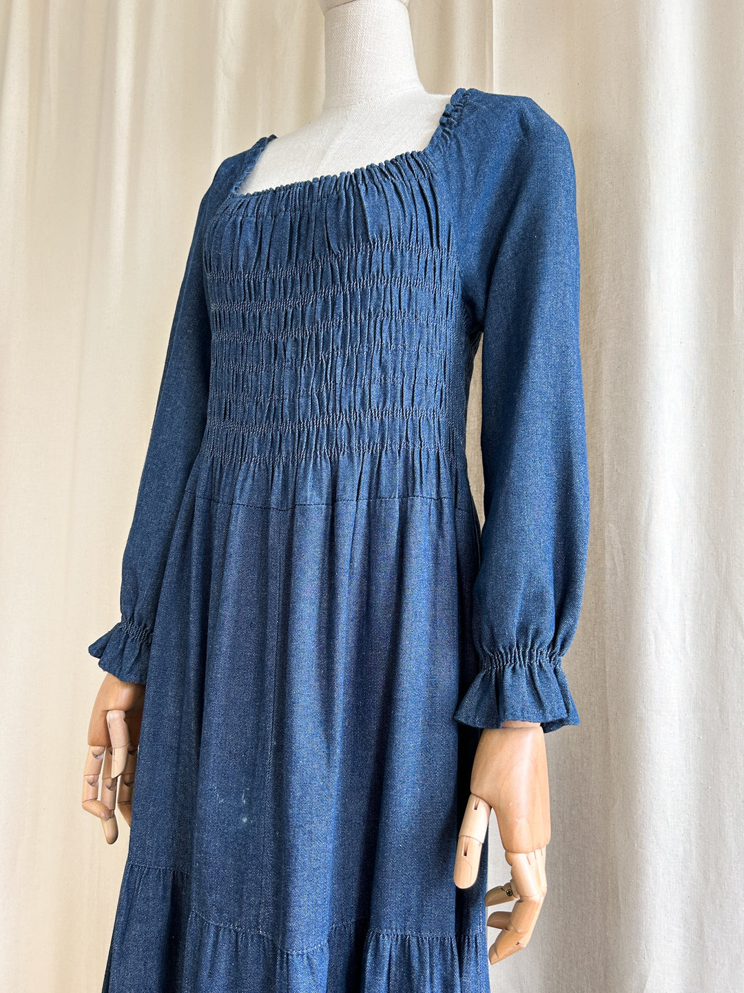 The Aliki ~ gorgeous handmade shirred denim dress