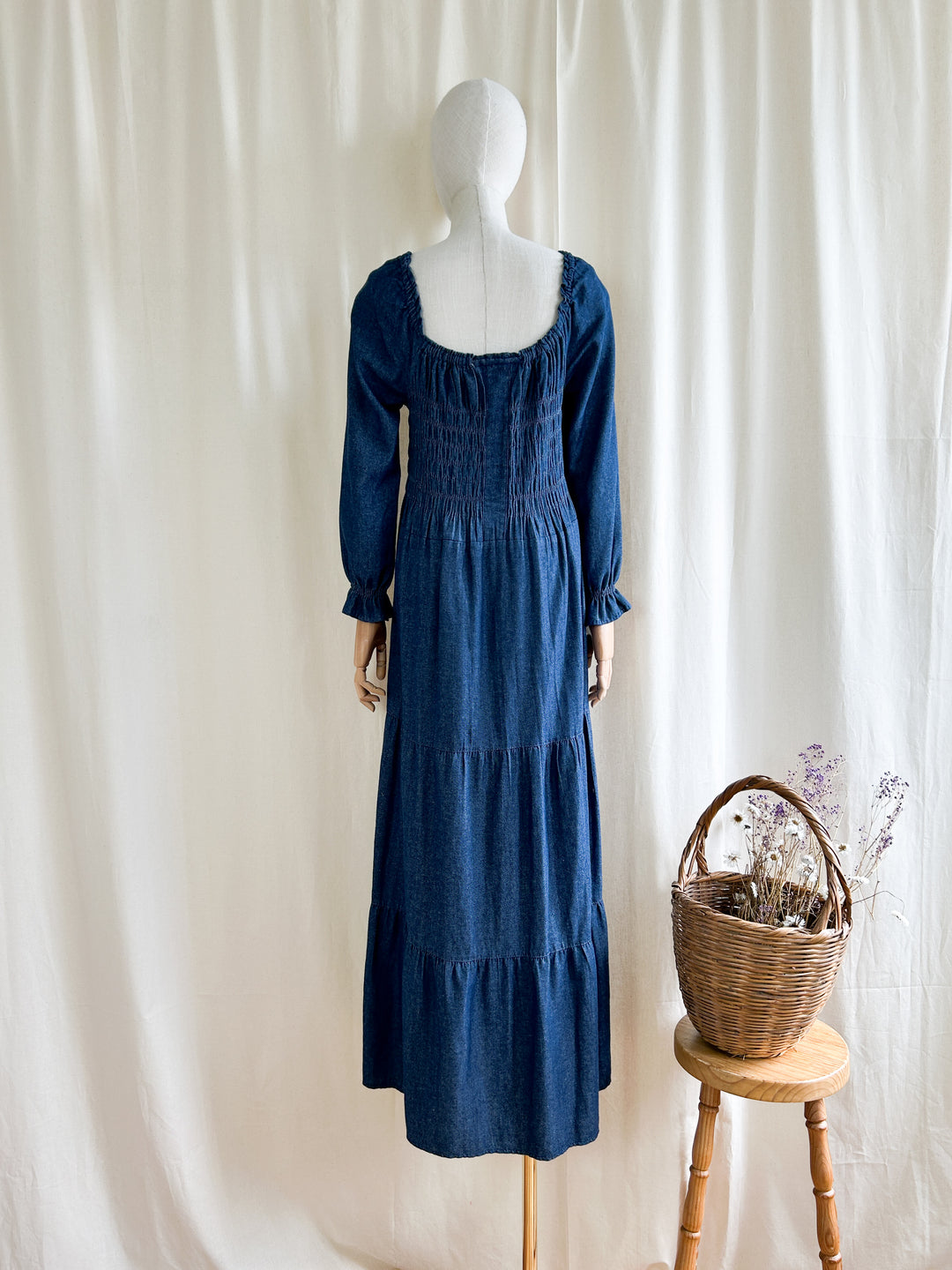 The Aliki ~ gorgeous handmade shirred denim dress