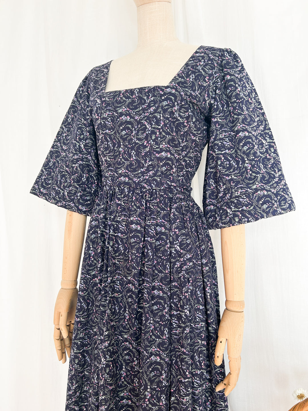 Rare 1970s Droopy and Browns Quilted Prairie Midi Dress