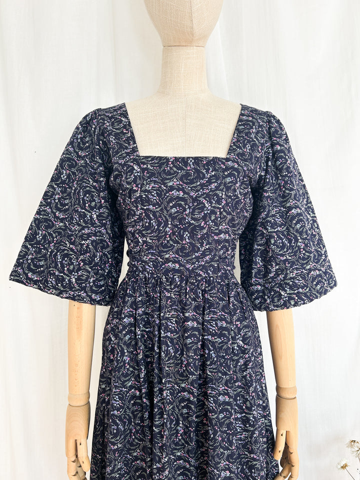 Rare 1970s Droopy and Browns Quilted Prairie Midi Dress