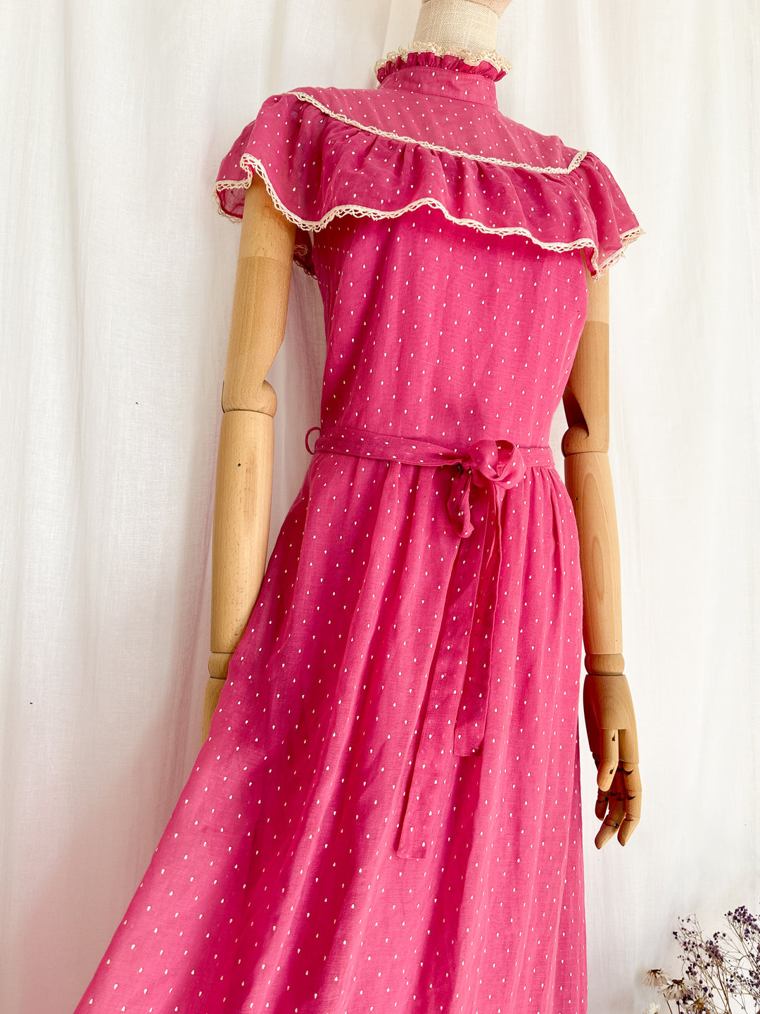 Stunning Barbie Pink Vera Mont 70s Prairie Dress