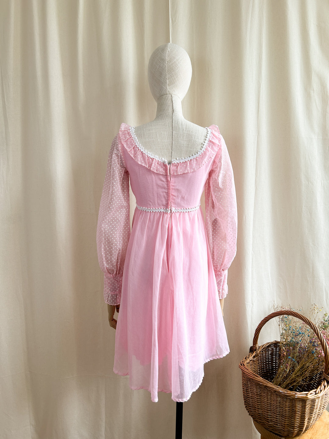 Clara ~ Adorable Babydoll Pink Romantic Early 70s Mini Dress – The Pansy Garden Clara ~ Adorable Babydoll Pink Romantic Early 70s Mini Dress – The Pansy Garden