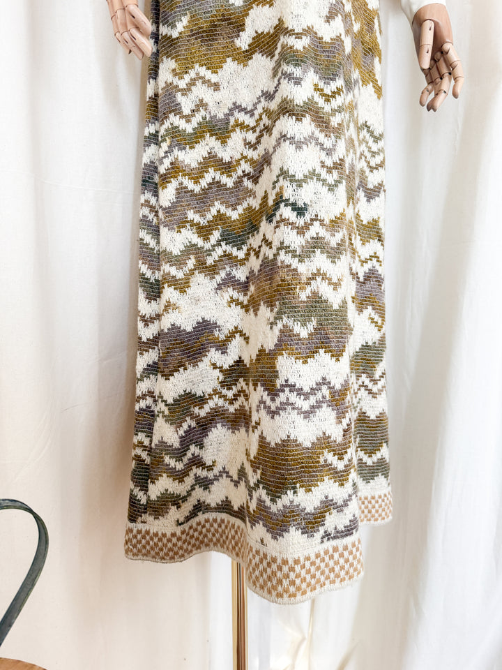 Precious Holy Grail Rare Jean Varon Heavy Woven Wool 1970s Dress and Blouse Ensemble