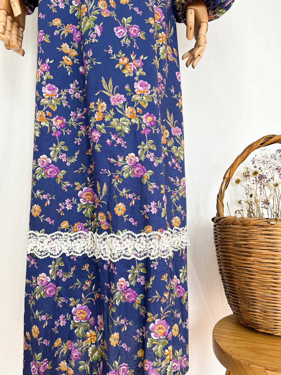 Larkspur ~ Beautiful Romantic Floral Cotton 70s Prairie Dress