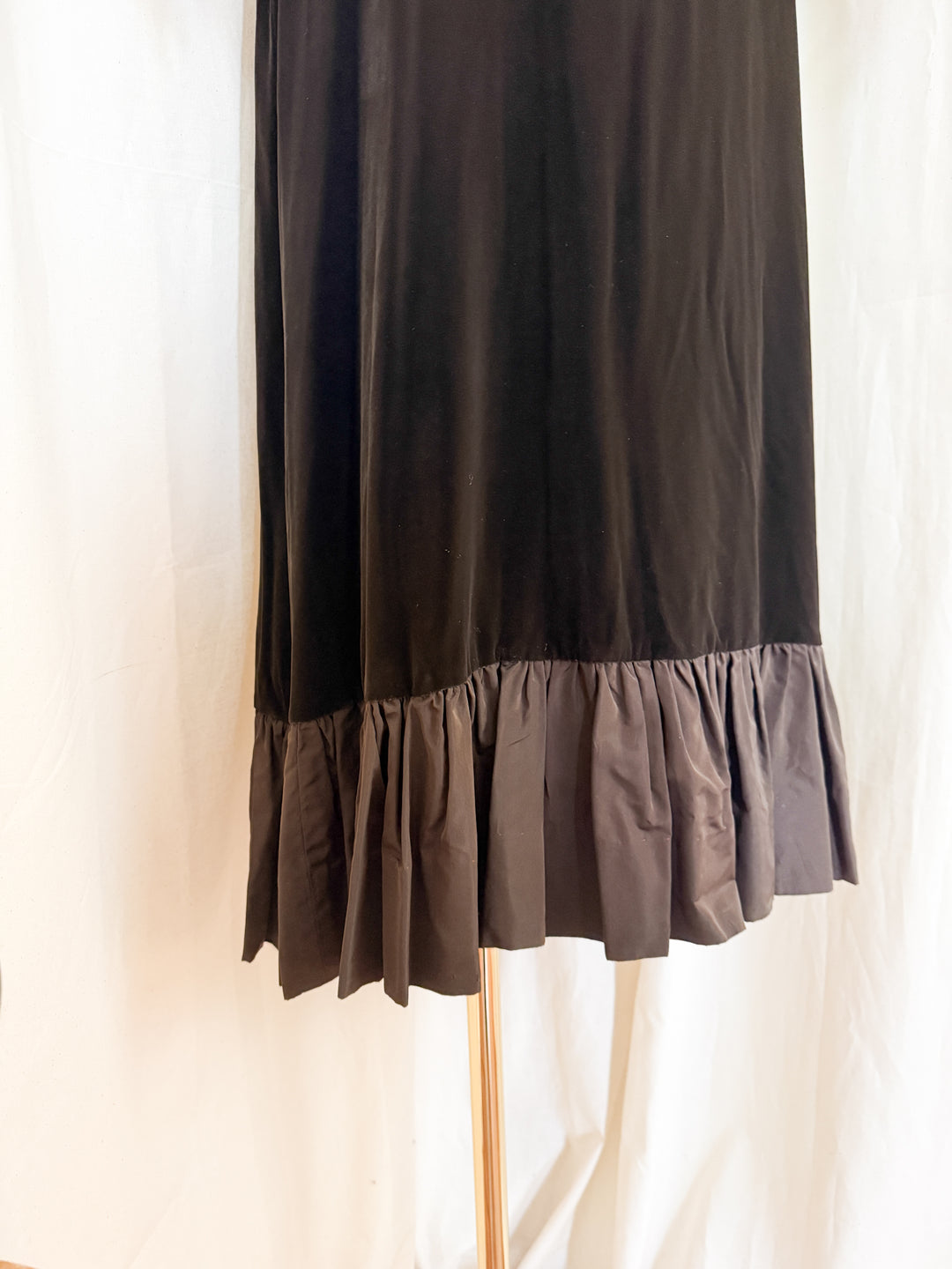 Breathtaking Rare 1970s Peter Barron Brown Velvet Maxi Dress